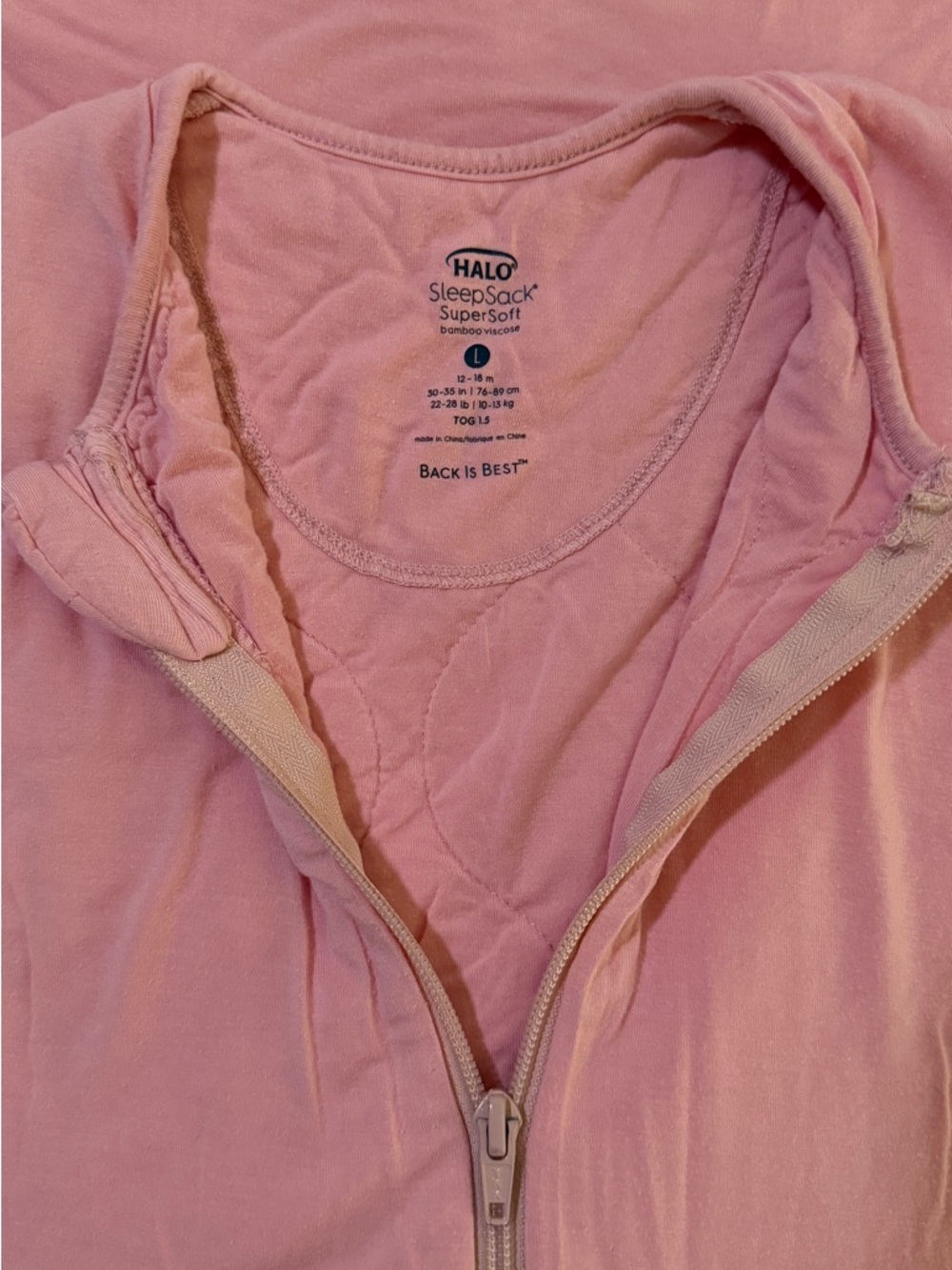 HALO SuperSoft Bamboo Sleep Sack Wearable Blanket TOG 1.5 - Dusty Pink - L - Picture 2 of 2